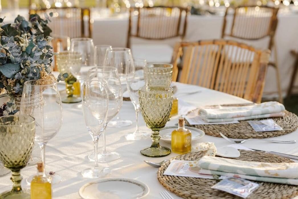 Detalle de mesa de boda en el Complejo Valdepusa